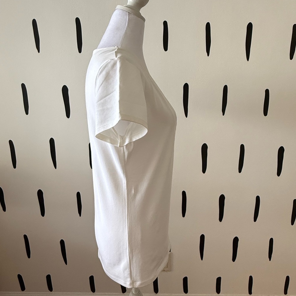 Express White Short-Sleeve Deep V Tee with Ladder Straps - Picture 3 of 5